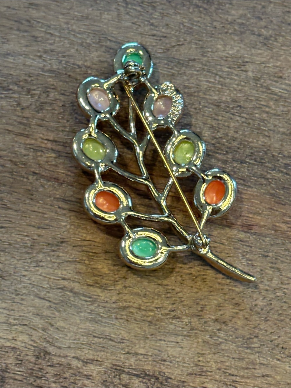 Vintage Sarah Coventry Pastel Cabochon Branch Brooch Gold Tone - Picture 2 of 3